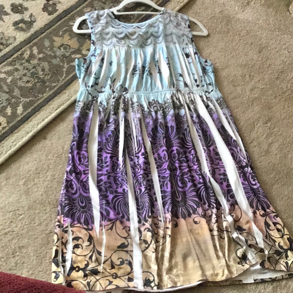 Summer sleeveless dress large multicolor lace